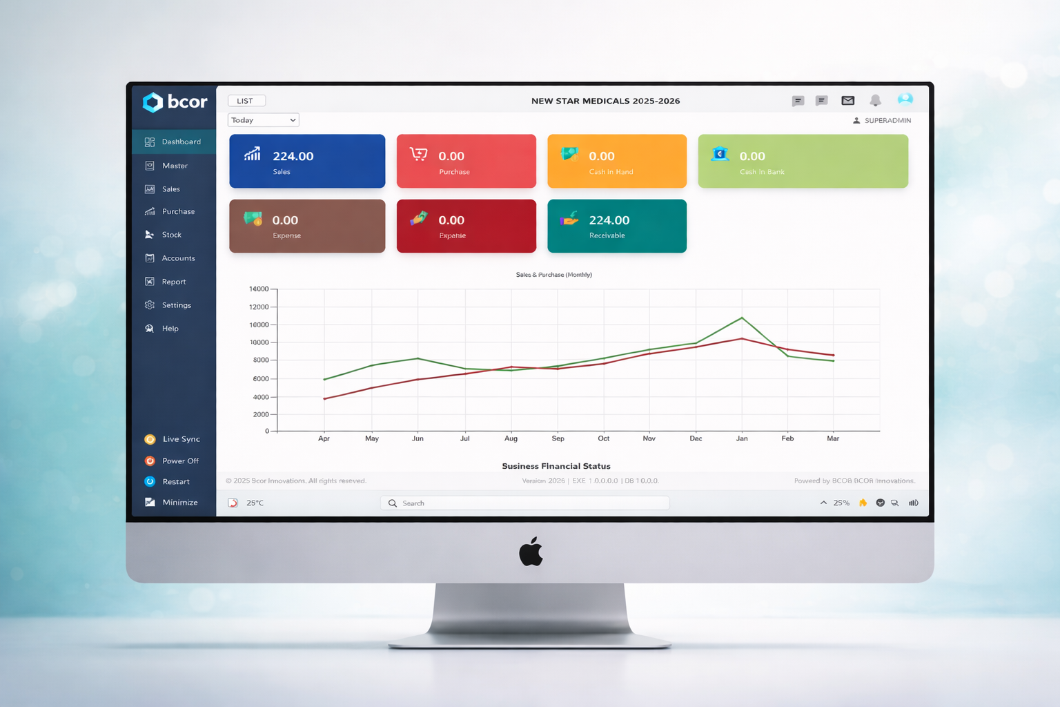 Monitor displaying BCOR pharmacy software